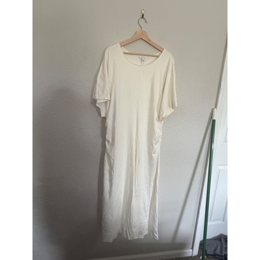 Banana Republic Cream Cotton Ruched Dolman Sleeve Maxi Dress XXL 705990-00-1